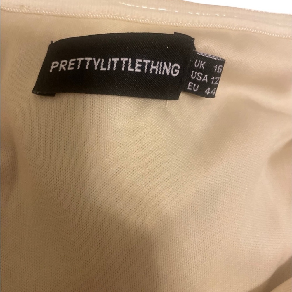 PrettyLittleThing Champagne Off-Shoulder Dress - Picture 5 of 6